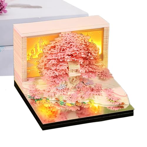 Uhrenkalender 2026 - Kalender 3D abreißbar | Thema Natur geschnitzt Design Hausblume Baum Notizblock für Zuhause Schule Fitnessstudio von Whnbuij