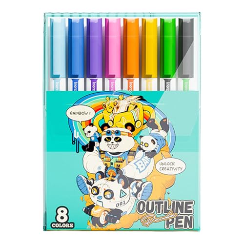 Umrissstifte - Fine Tipps Zeichnungsstifte, Detailumrissstifte | Creative Shimmer Marker Set, Fine Liner -Umrissstifte für Künstler, dauerhafte Umrissstifte zum Zeichnen von Doodling -Kartenbildung von Whnbuij