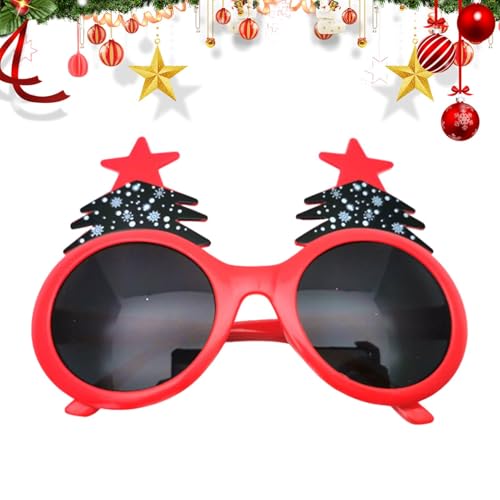 Whnbuij Frohe Weihnachten Brille – Niedliche Weihnachts-Partybrille, Weihnachtsdekoration, Foto-Requisiten, Brillenrahmen, Kostüm-Brille, Cartoon-Rentier, Weihnachtsbaum-Brille für Partygeschenke von Whnbuij