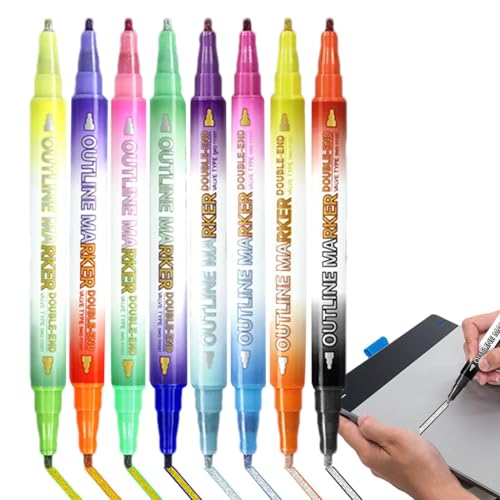 Whnbuij Glitzer-Zeichenstifte, Hervorhebung Marker, 16 automatische Konturstifte | Schwarzer Papiermarker, Glitzer-Zeichenstifte für Kunsthandwerk Scrapbooking Whnbuij Glitzer-Zeichenstifte, Hervorhebung Marker, 16 automatische Konturstifte | Schwarzer Papiermarker, Glitzer-Zeichenstifte für Kunsthandwerk Scrapbooking von Whnbuij
