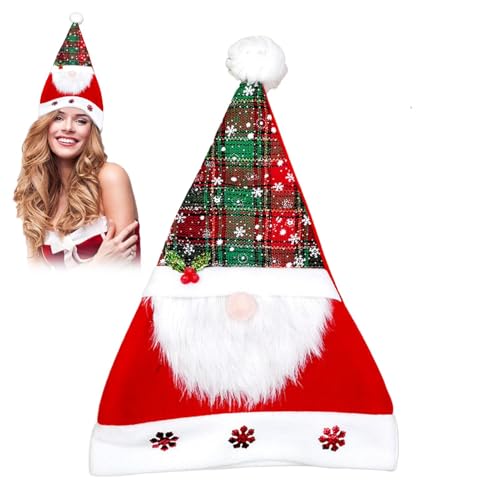 Whnbuij Nikolausmützen Erwachsene - Bequeme Mütze für Erwachsene - Vintage Weihnachtsmütze für Erwachsene Kreative Plüsch Nikolausmütze für Feier von Whnbuij