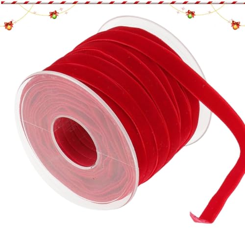 Whnbuij Samtband | 1,1 cm Samt-Weihnachtsband | 20 Meter Stoffbänder Samtband zum Verpacken von Baumschmuck Dekoration von Whnbuij