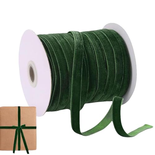 Whnbuij Samtband für Weihnachtsbaum – 1,1 cm Samtband für Kranzdekoration, 20 Meter Samtband, Stoffbänder für Blumenstrauß, Haarschleife, Clip, handgefertigt von Whnbuij