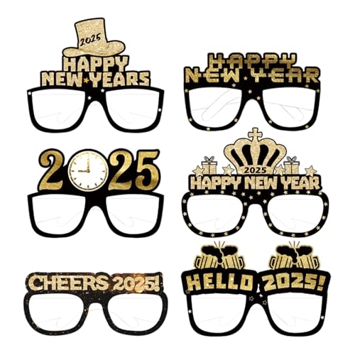 Whnbuij Silvester Fotogrille - Frohes neues Jahr, Fotobrille für Party 2025 | 6er Set Neue Neujahrsfotos, Stilvolle lustige Pappbecher für l Whnbuij Silvester Fotogrille - Frohes neues Jahr, Fotobrille für Party 2025 | 6er Set Neue Neujahrsfotos, Stilvolle lustige Pappbecher für l von Whnbuij