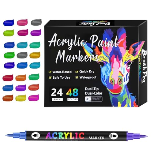 Whnbuij Spitzenstifte, doppelseitige Marker, Permanent, Acrylfarben-Marker, Acrylfarben-Marker, doppelköpfiges zweifarbiges Acryl, Malerei-Set Whnbuij Spitzenstifte, doppelseitige Marker, Permanent, Acrylfarben-Marker, Acrylfarben-Marker, doppelköpfiges zweifarbiges Acryl, Malerei-Set von Whnbuij
