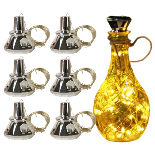 Whnbuij Weinflaschen, 6 wasserdichte LED-Party-Lampen für die Dekoration | Wasserdichte Outdoor-Dekoration für Gartentische Hochzeit Bar Terrasse von Whnbuij