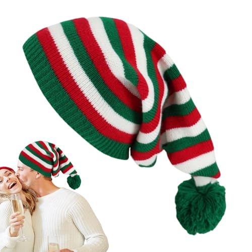 Wintermützen, gestrickte Weihnachtsmannmütze, elastische Winter-Weihnachtsmütze, bequeme Strickmütze, bunte Wintermützen für Heiligabend von Whnbuij