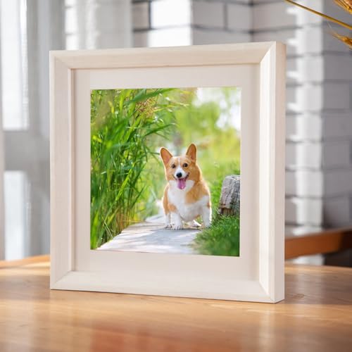 Bilderrahmen 45x45 Weiß Holz Quadratisch Fotorahmen Familie Freund Hochzeit Geschenke, Vertikal & Horizontal für Wandmontage von Whoiy