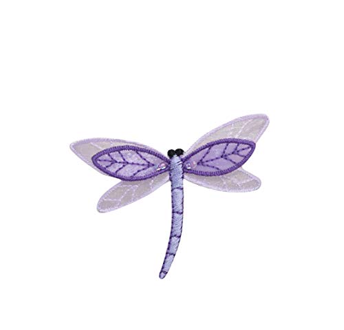 Aufnäher zum Aufbügeln, klein, durchscheinend, Libelle, Violett von Wholesale Applique