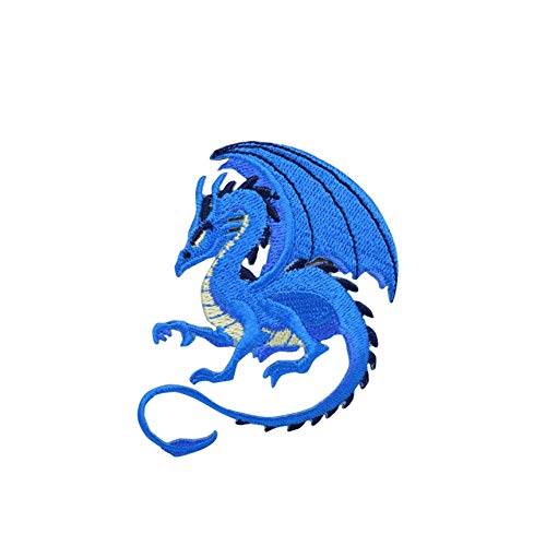 Blauer Drache – links – legendär/mythisch/Fantasie – bestickter Aufnäher zum Aufbügeln von Wholesale Applique