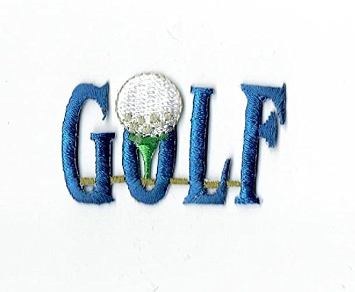 Blue Golf Word Tee Ball Iron on Embroidered Applique Patch by Wholesale Applique von Wholesale Applique