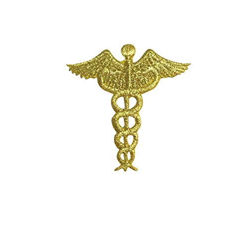Goldener Aufnäher zum Aufbügeln, Caduceus, medizinische Krankenpflege, bestickt von Wholesale Applique