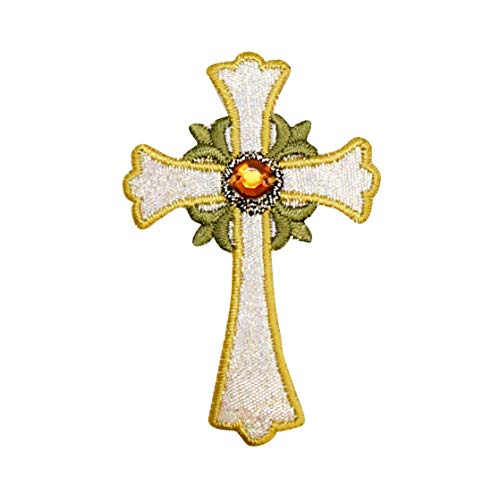 Silver and Gold Cross Iron on Embroidered Patch by Wholesale Applique von Wholesale Applique