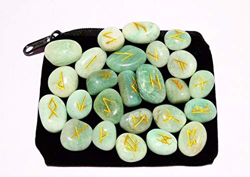 WholesaleGemShop Runen-Set in verschiedenen Edelsteinen mit Samtbeutel 15-25 mm Green Aventurine WholesaleGemShop Runen-Set in verschiedenen Edelsteinen mit Samtbeutel 15-25 mm Green Aventurine von WholesaleGemShop