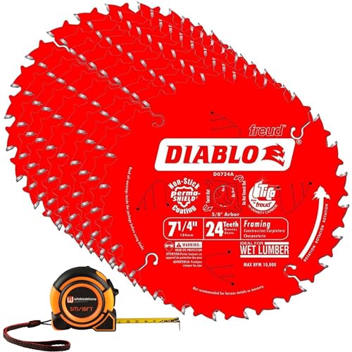 D0724A Kreissägeblatt 7 1/4" 24 Zähne 10er Pack inkl. Wholesalehome Maßband von Wholesalehome