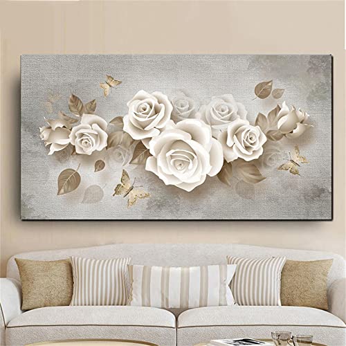 5D Diamant Painting Bilder Blumen Rosen Pflanzen, Diamond Painting Kinder, leinwand Groß, 30x60cm Malen nach Zahlen Erwachsene, Daiments Painting mit Diamond Painting Zubehör, Wohnzimmer Dekoration von Whoonng