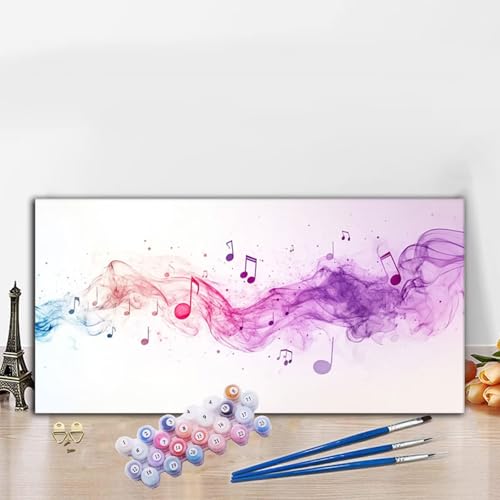 Malen Nach Zahlen Abstrakt, Malen Nach Zahlen Erwachsene Musiknoten Paint by Numbers Handgemalt Ölgemälde Kit für Anfänger mit Pinseln und Acrylfarben, Deko Wohnzimmer, Geschenke 70x140 cm G8-545 von Whoonng