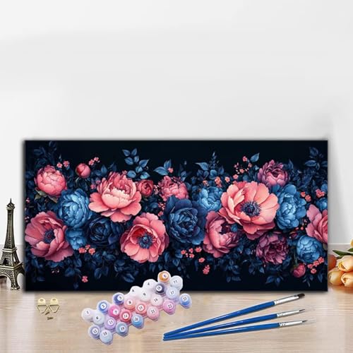 Malen Nach Zahlen Anlage, Malen Nach Zahlen Erwachsene Blume Paint by Numbers Handgemalt Ölgemälde Kit für Anfänger mit Pinseln und Acrylfarben, Deko Wohnzimmer, Geschenke für Frauen 40x90cm G8-877 von Whoonng
