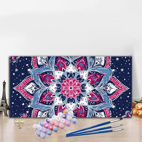 Malen Nach Zahlen Anlage, Malen Nach Zahlen Erwachsene Mandala Paint by Numbers Handgemalt Ölgemälde Kit für Anfänger mit Pinseln und Acrylfarben, Deko Wohnzimmer, Geschenke für Frauen 40x70cm G8-565 von Whoonng