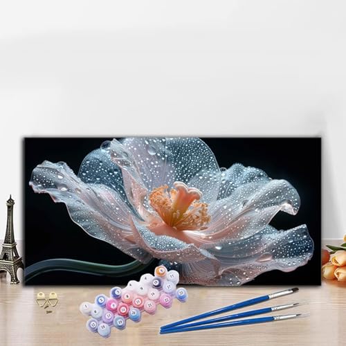 Malen Nach Zahlen Blume, Malen Nach Zahlen Erwachsene Wassertropfen Paint by Numbers Handgemalt Ölgemälde Kit für Anfänger mit Pinseln und Acrylfarben, Deko Wohnzimmer, Geschenke 60x120 cm G8-677 von Whoonng