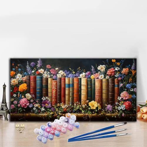 Malen Nach Zahlen Buch, Malen Nach Zahlen Erwachsene Blume Paint by Numbers Handgemalt Ölgemälde Kit für Anfänger mit Pinseln und Acrylfarben, Deko Wohnzimmer, Geschenke für Frauen 60x120 cm G8-965 von Whoonng