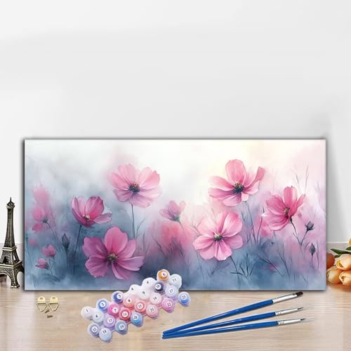Malen Nach Zahlen Einfachheit, Malen Nach Zahlen Erwachsene Blume Paint by Numbers Handgemalt Ölgemälde Kit für Anfänger mit Pinseln und Acrylfarben, Deko Wohnzimmer, Frauen Geschenke 60x120cm G8-991 von Whoonng