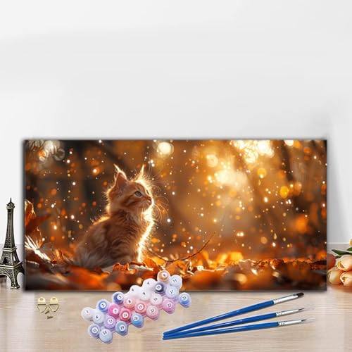 Malen Nach Zahlen Erwachsene Ahorn Malen Nach Zahlen XXL 80x160cm Paint by Numbers Katze Bild DIY Set Erwachsene Basteln, Adults Kreativ Set für Deko Schlafzimmer, Herbstdeko, Weihnachtsdeko G8-646 von Whoonng