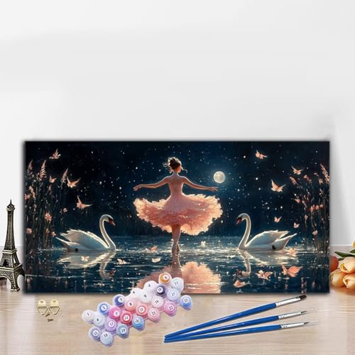 Malen Nach Zahlen Erwachsene Ballett Malen Nach Zahlen XXL 50x100cm Paint by Numbers Tänzer Bild DIY Set Erwachsene Basteln, Adults Kreativ Set für Zimmer Deko, Herbstdeko, Weihnachtsdeko G8-1000 von Whoonng