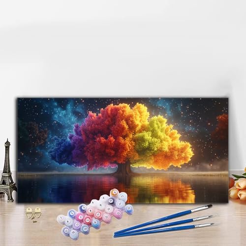 Malen Nach Zahlen Erwachsene Baum Malen Nach Zahlen XXL 100x200CM Paint by Numbers Sternenhimmel Bild DIY Set Erwachsene Basteln, Adults Kreativ Set für Zimmer Deko, Herbstdeko, Weihnachtsdeko G8-546 von Whoonng