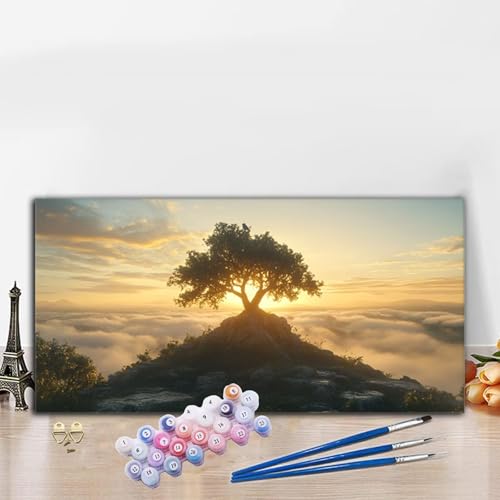 Malen Nach Zahlen Erwachsene Baum Malen Nach Zahlen XXL 30x60cm Paint by Numbers Landschaft Bild DIY Set Erwachsene Basteln, Adults Kreativ Set für Zimmer Deko, Herbstdeko, Weihnachtsdeko G8-640 von Whoonng