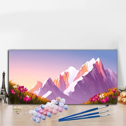 Malen Nach Zahlen Erwachsene Berg Malen Nach Zahlen XXL 30x60cm Paint by Numbers Natur Bild DIY Set Erwachsene Basteln, Adults Kreativ Set für Deko Schlafzimmer, Herbstdeko, Weihnachtsdeko G8-862 von Whoonng