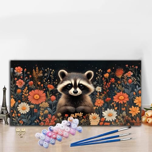 Malen Nach Zahlen Erwachsene Blume Malen Nach Zahlen XXL 90x180cm Paint by Numbers Waschbär Bild DIY Set Erwachsene Basteln, Adults Kreativ Set für Zimmer Deko, Herbstdeko, Weihnachtsdeko G8-802 von Whoonng