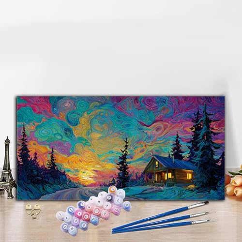 Malen Nach Zahlen Erwachsene Bunt Malen Nach Zahlen XXL 100x200CM Paint by Numbers Weihnachten Bild DIY Set Erwachsene Basteln, Adults Kreativ Set für Zimmer Deko, Herbstdeko, Weihnachtsdeko G8-678 von Whoonng