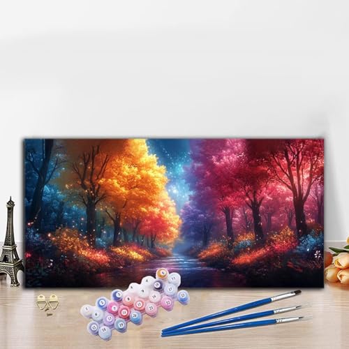 Malen Nach Zahlen Erwachsene Bunt Malen Nach Zahlen XXL 30x60CM Paint by Numbers Baum Bild DIY Set Erwachsene Basteln, Adults Kreativ Set für Deko Schlafzimmer, Herbstdeko, Weihnachtsdeko G8-972 von Whoonng