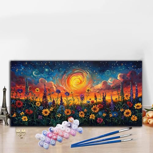 Malen Nach Zahlen Erwachsene Bunt Malen Nach Zahlen XXL 40x70 cm Paint by Numbers Abstrakt Bild DIY Set Erwachsene Basteln, Adults Kreativ Set für Deko Schlafzimmer, Herbstdeko, Weihnachtsdeko G8-950 von Whoonng