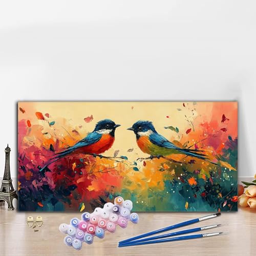 Malen Nach Zahlen Erwachsene Bunt Malen Nach Zahlen XXL 70x140cm Paint by Numbers Vogel Bild DIY Set Erwachsene Basteln, Adults Kreativ Set für Deko Schlafzimmer, Herbstdeko, Weihnachtsdeko G8-838 von Whoonng