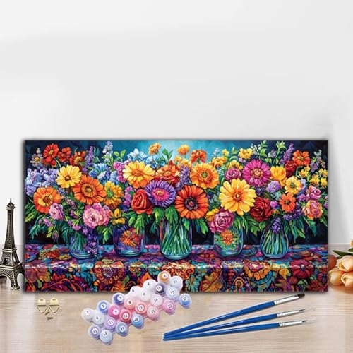 Malen Nach Zahlen Erwachsene Farbe Malen Nach Zahlen XXL 40x90CM Paint by Numbers Blume Bild DIY Set Erwachsene Basteln, Adults Kreativ Set für Deko Schlafzimmer, Herbstdeko, Weihnachtsdeko G8-864 von Whoonng