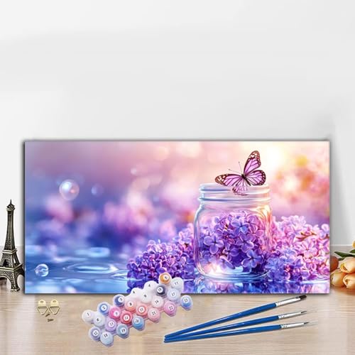 Malen Nach Zahlen Erwachsene Flasche Malen Nach Zahlen XXL 80x160 cm Paint by Numbers Schmetterling Bild DIY Set Erwachsene Basteln, Adults Kreativ Set für Deko Schlafzimmer, Weihnachtsdeko G8-668 von Whoonng