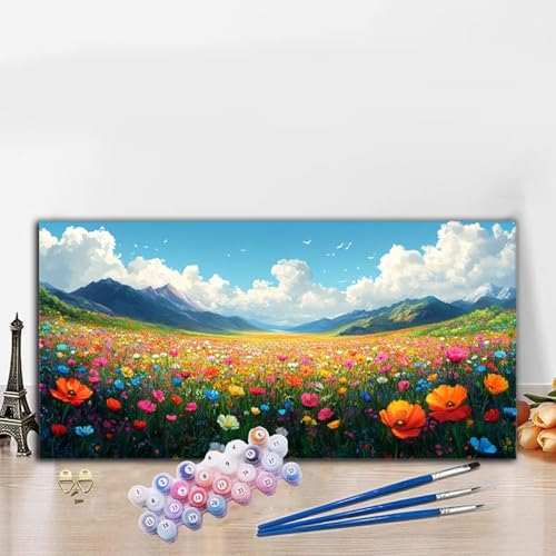 Malen Nach Zahlen Erwachsene Garten Malen Nach Zahlen XXL 40x70CM Paint by Numbers Landschaft Bild DIY Set Erwachsene Basteln, Adults Kreativ Set für Zimmer Deko, Herbstdeko, Weihnachtsdeko G8-582 von Whoonng