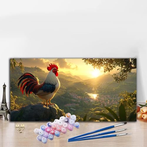 Malen Nach Zahlen Erwachsene Huhn Malen Nach Zahlen XXL 80x160CM Paint by Numbers Sonnenuntergang Bild DIY Set Erwachsene Basteln, Adults Kreativ Set für Zimmer Deko, Herbstdeko, Weihnachtsdeko G8-666 von Whoonng