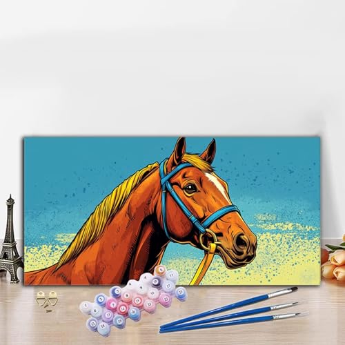 Malen Nach Zahlen Erwachsene Karikatur Malen Nach Zahlen XXL 80x160CM Paint by Numbers Pferde Bild DIY Set Erwachsene Basteln, Adults Kreativ Set für Zimmer Deko, Herbstdeko, Weihnachtsdeko G8-528 von Whoonng
