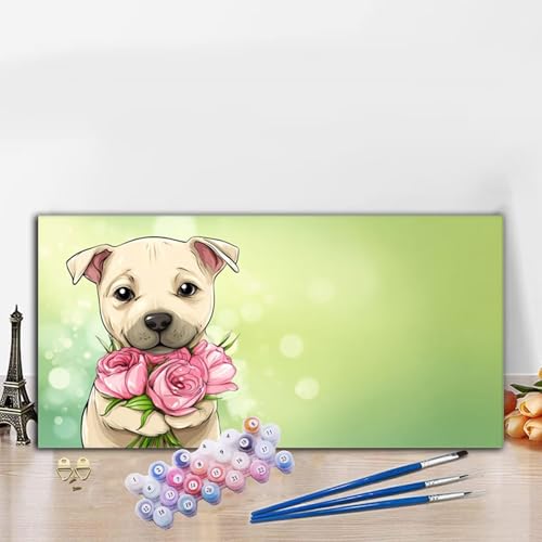 Malen Nach Zahlen Erwachsene Karikatur Malen Nach Zahlen XXL 90x180cm Paint by Numbers Hund Bild DIY Set Erwachsene Basteln, Adults Kreativ Set für Zimmer Deko, Herbstdeko, Weihnachtsdeko G8-550 von Whoonng