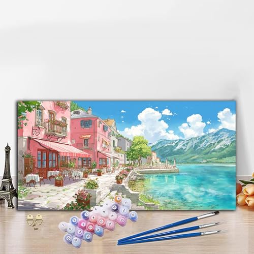 Malen Nach Zahlen Erwachsene Küsten Malen Nach Zahlen XXL 90x180cm Paint by Numbers Berg Bild DIY Set Erwachsene Basteln, Adults Kreativ Set für Deko Schlafzimmer, Herbstdeko, Weihnachtsdeko G8-676 von Whoonng