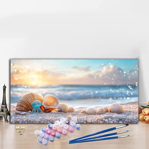 Malen Nach Zahlen Erwachsene Landschaft Malen Nach Zahlen XXL 30x60 cm Paint by Numbers Fantasie Bild DIY Set Erwachsene Basteln, Adults Kreativ Set für Zimmer Deko, Herbstdeko, Weihnachtsdeko G8-650 von Whoonng