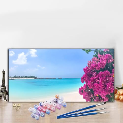 Malen Nach Zahlen Erwachsene Meer Malen Nach Zahlen XXL 100x200 cm Paint by Numbers Anlage Bild DIY Set Erwachsene Basteln, Adults Kreativ Set für Deko Schlafzimmer, Herbstdeko, Weihnachtsdeko G8-530 von Whoonng