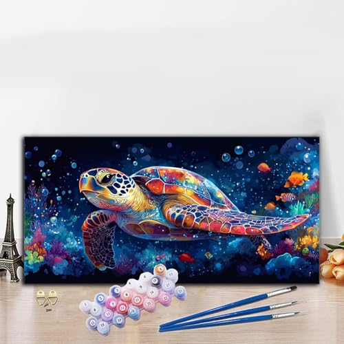 Malen Nach Zahlen Erwachsene Meeresschildkröten Malen Nach Zahlen XXL 100x200CM Paint by Numbers Farbe Bild DIY Set Erwachsene Basteln, Adults Kreativ Set für Deko Schlafzimmer, Weihnachtsdeko G8-948 von Whoonng