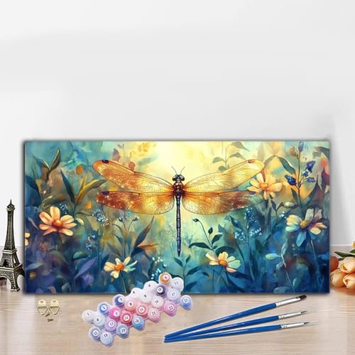 Malen Nach Zahlen Erwachsene Modern Malen Nach Zahlen XXL 80x160CM Paint by Numbers Libelle Bild DIY Set Erwachsene Basteln, Adults Kreativ Set für Zimmer Deko, Herbstdeko, Weihnachtsdeko G8-540 von Whoonng