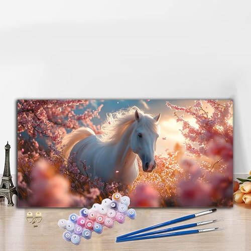 Malen Nach Zahlen Erwachsene Pferde Malen Nach Zahlen XXL 40x70CM Paint by Numbers Anlage Bild DIY Set Erwachsene Basteln, Adults Kreativ Set für Deko Schlafzimmer, Herbstdeko, Weihnachtsdeko G8-984 von Whoonng
