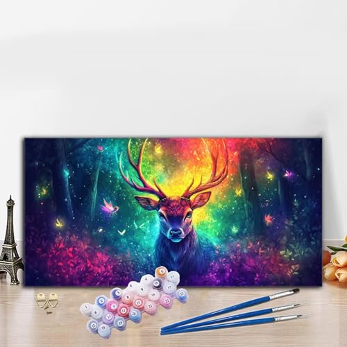 Malen Nach Zahlen Erwachsene Reh Malen Nach Zahlen XXL 80x160cm Paint by Numbers Herbst Bild DIY Set Erwachsene Basteln, Adults Kreativ Set für Deko Schlafzimmer, Herbstdeko, Weihnachtsdeko G8-634 von Whoonng