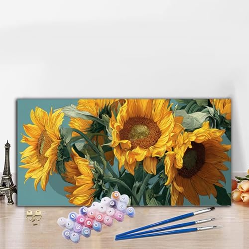 Malen Nach Zahlen Erwachsene Sonnenblume Malen Nach Zahlen XXL 70x140 cm Paint by Numbers Abstrakt Bild DIY Set Erwachsene Basteln, Adults Kreativ Set für Zimmer Deko,Herbstdeko,Weihnachtsdeko G8-878 von Whoonng